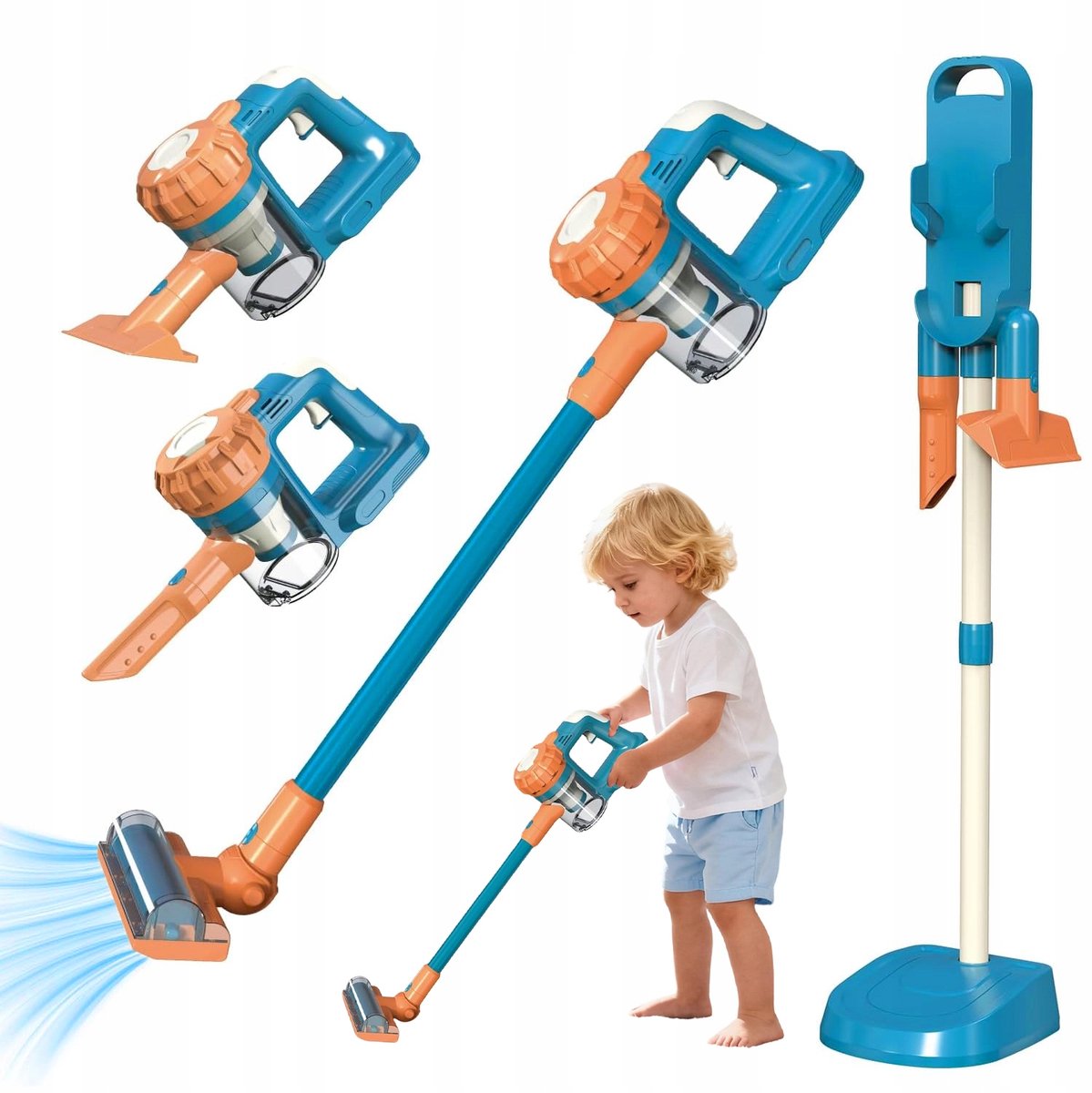 Speelgoed Stofzuiger - Met Realistische Zuigkracht & 3 Opzetstukken - 2 Speelstanden & Lichtgewicht - Voor Rollenspel & Kinderkamer