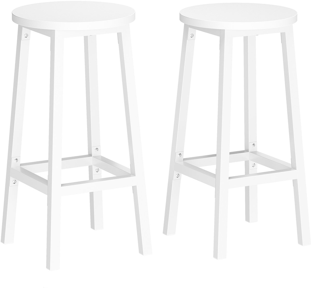 VASAGLE - Barkruk - Set van 2 - Metalen Frame - Met Voetsteun - Voor Keuken en Eetkamer
