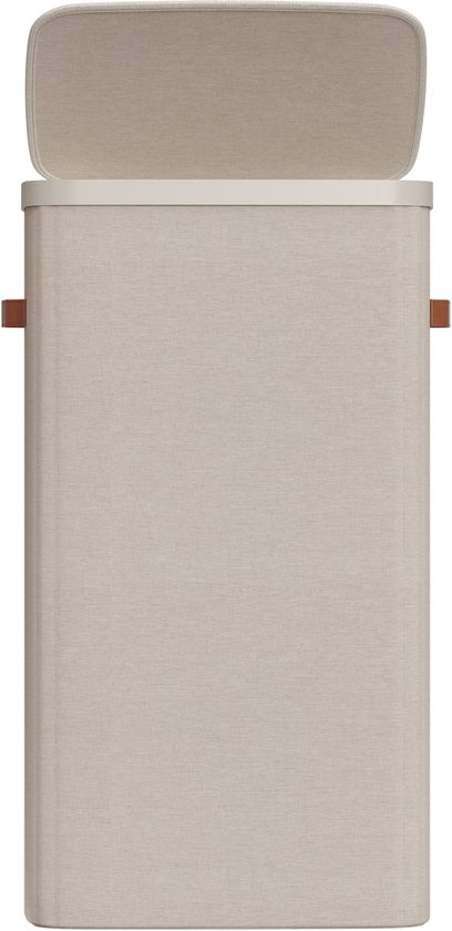 Linnen wasmand met deksel open, beige.