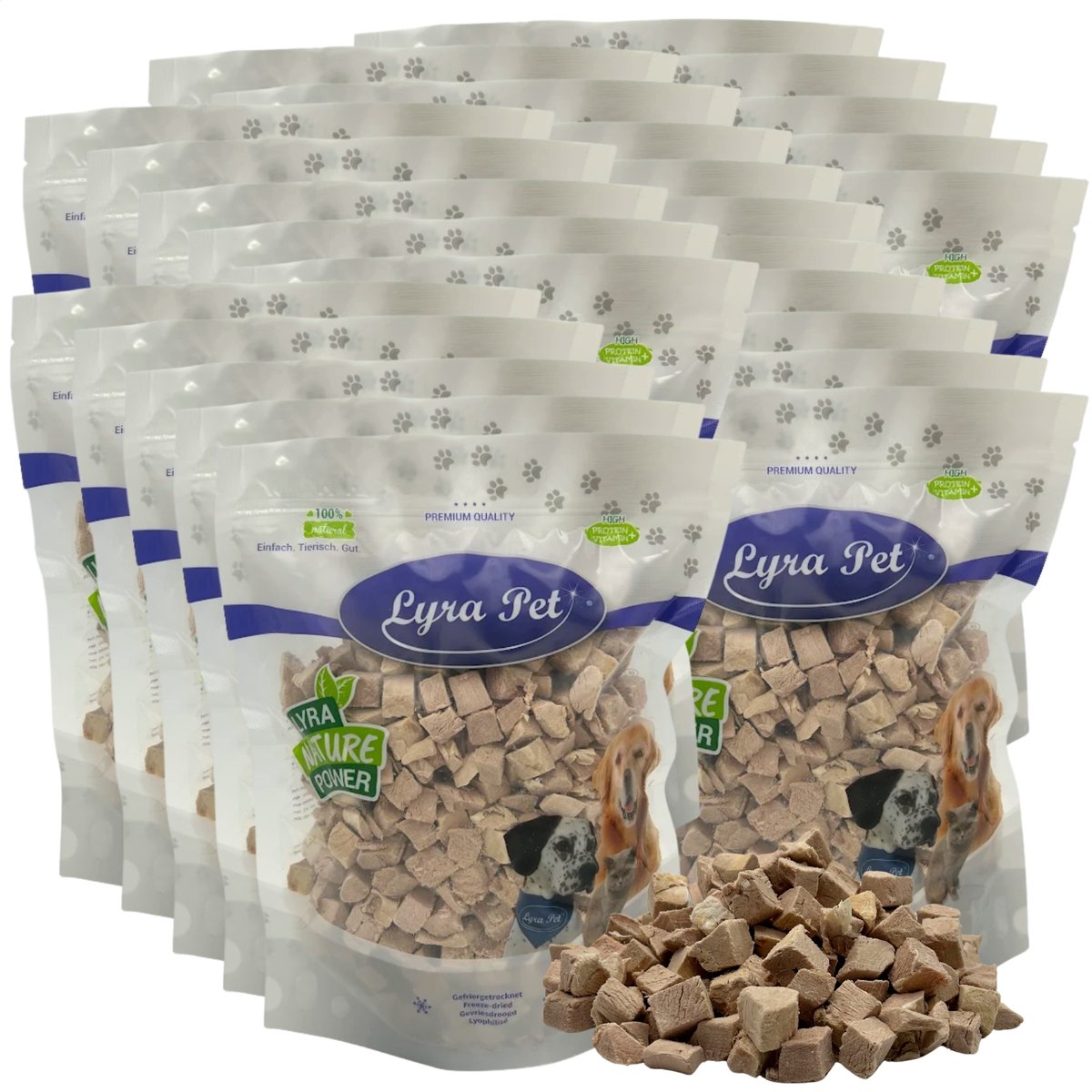5 kg (25 x 200 g) Lyra Pet® gevriesdroogde eendenborstblokjes