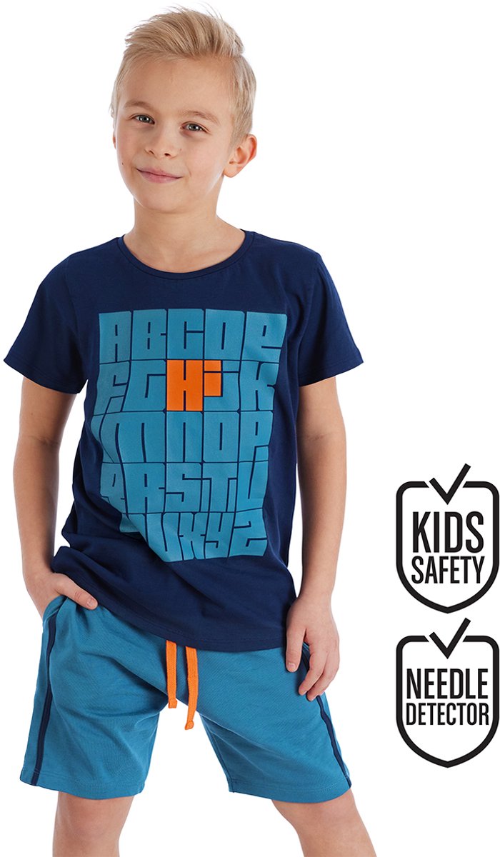 MSHB&G MS-21Y2-036 Marineblauw Jongens T-shirt Met Alfabetprint 128