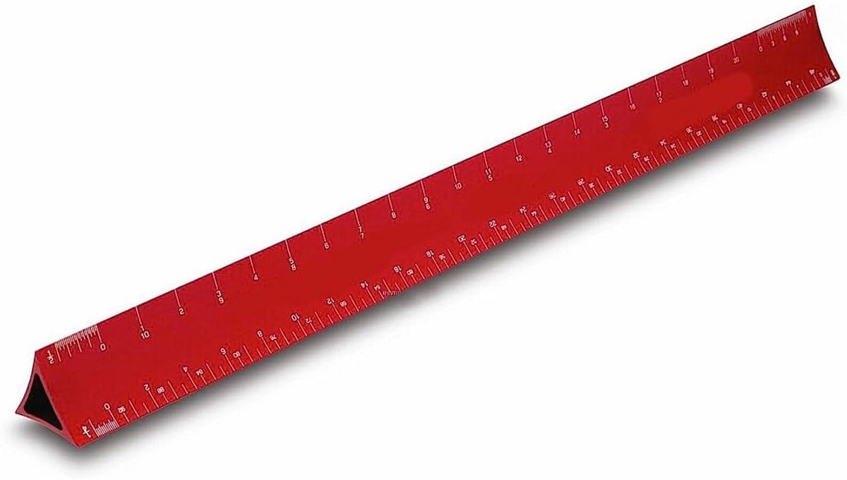 Holle Schaallijn - Tekenhulp - Architectuur Tekenen - Geanodiseerde Kalibraties - 6 inch - Rood