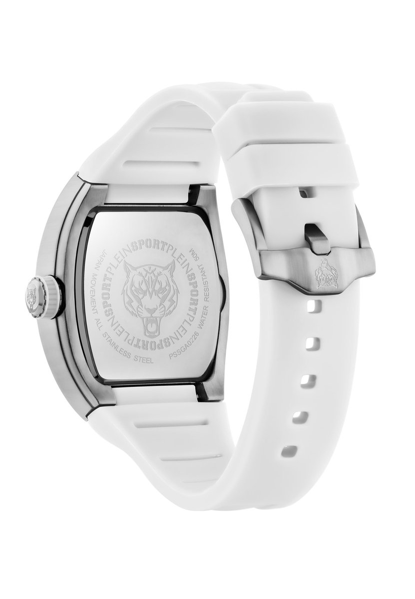 Plein Sport Stormbreaker Multifunctioneel Horloge Wit Kast: 100% Gerecycled Roestvrij Staal| Armband: Siliconen 52 mm PSSGA0126, PSSGA0226, PSSGA0326, PSSGA0426, PSSGA0526, PSSGA0626