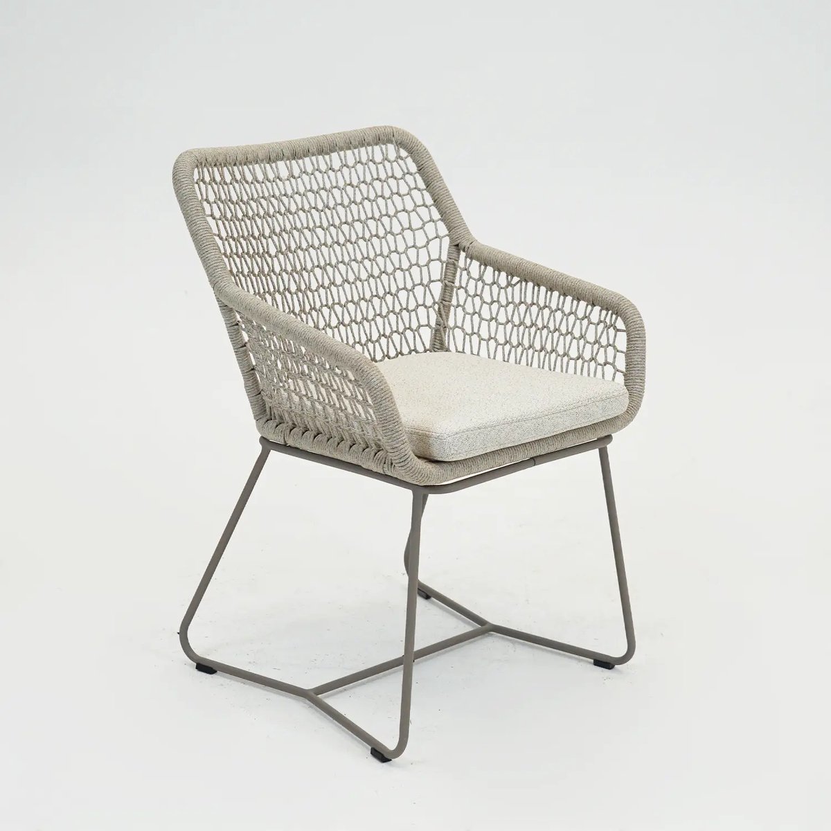 Vita - Emilia Tuinstoel - beige/beige - Weerbestendig Rope - Met stoeldoppen - Met Olifin zitkussen