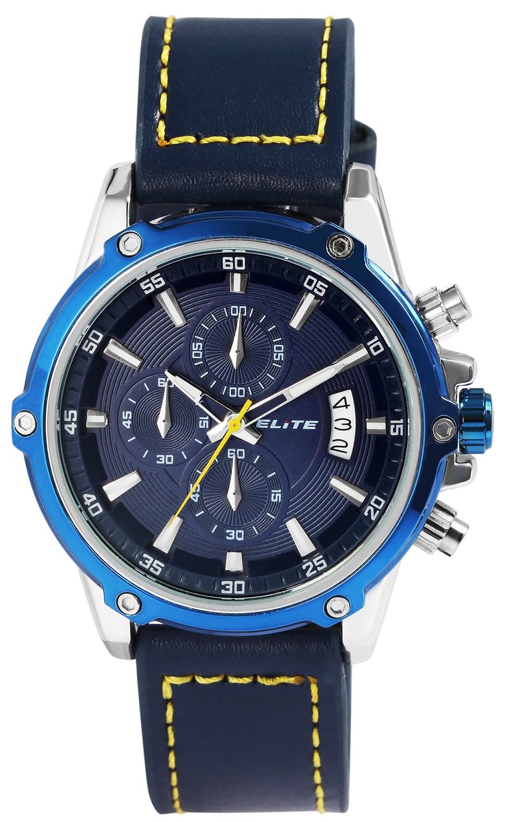 Elite Herenhorloge van echt leer 2900220 ELITE heren chronograaf met echte leren band