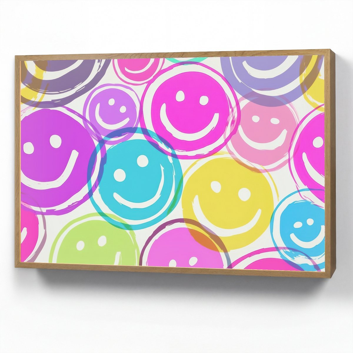 Wandlamp 100x70 cm - Oplaadbaar - Smileys - Kleurrijk - Neon - Wandlampen binnen woonkamer