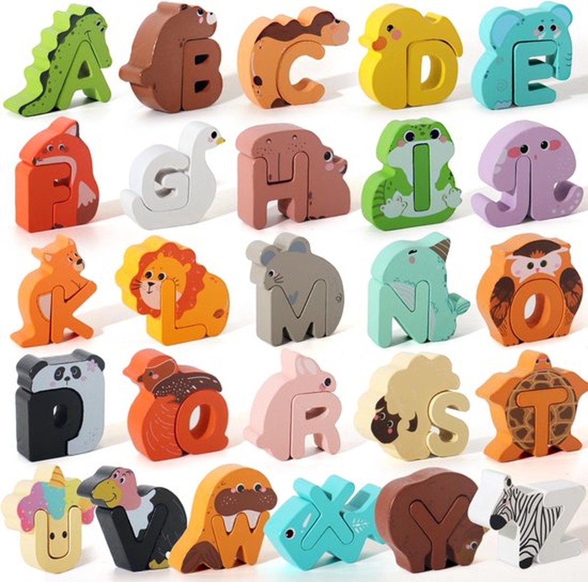 26-delige dierenpuzzels met letters - Matching Game - Educatief Matching Game - ABC Peg Puzzles voor kinderen van 3-5 jaar - Leeractiviteiten voor kleuters
