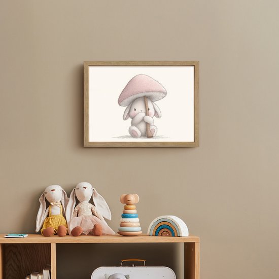 Nachtlampje 40x30 cm - Kinder lamp - Paddenstoel - Konijn - Roze - Tafellamp kinderkamer draadloos - Slaapkamer lampje - Bedlamp kinderen - Kinderlampje - Wandlamp babykamer - Nachtlampjes van OnlyWow — afbeelding 3