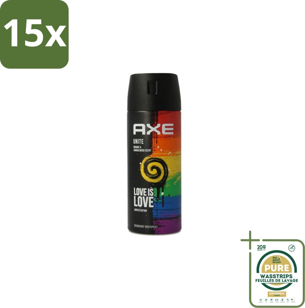 15 x Axe Deodorant Bodyspray Unite 150 ml - Grootverpakking - Deodorant Spray - Zweetgeur - Mannelijke Geur - Frisse Geur - Dagelijkse Gebruik