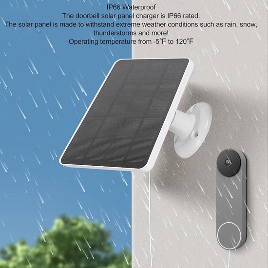 Zonnepaneel Deurbel Oplader - Compatibel met Nest en Ring Video Deurbellen - 10W — afbeelding 4