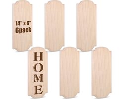 6x Blanco Houten Plaquettes 35.5x15.5 cm - Stevig Houten Bord voor Knutselen, Branden en Schilderen