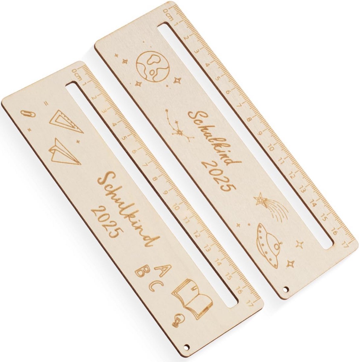 2 Stuks Houten Leesliniaal met Leesvenster - Hulp voor Dyslexie en Focus bij Lezen