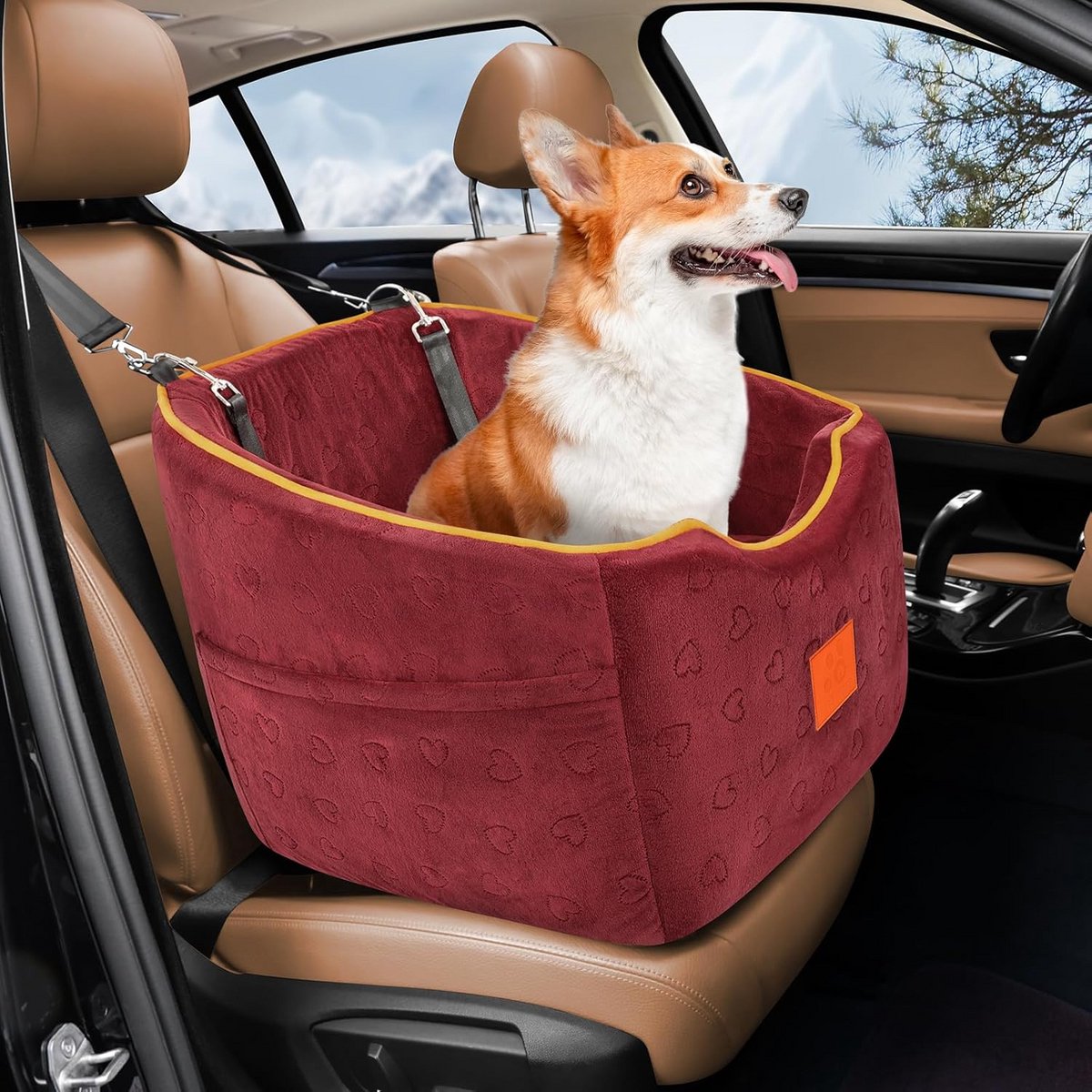 Comfortabele Hondenautostoel voor Kleine Honden | Verhoogd Zitje met Traagschuim en Veilige Bevestiging