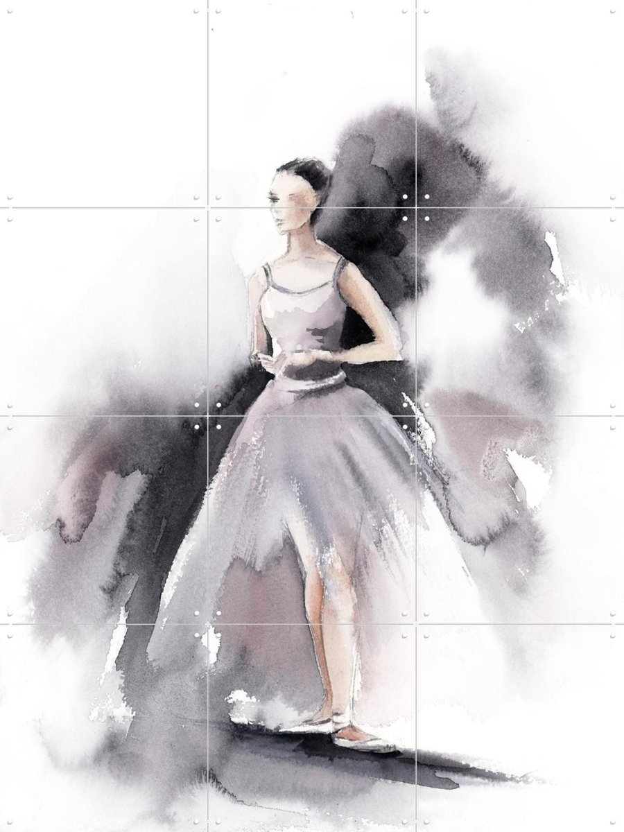 IXXI Ballerina Purple 1, Canot Stop Painting - 60 x 80 cm - Gratis ophangtool - Grote wanddecoratie en posters - Aquarel, Illustraties, Woonkamer