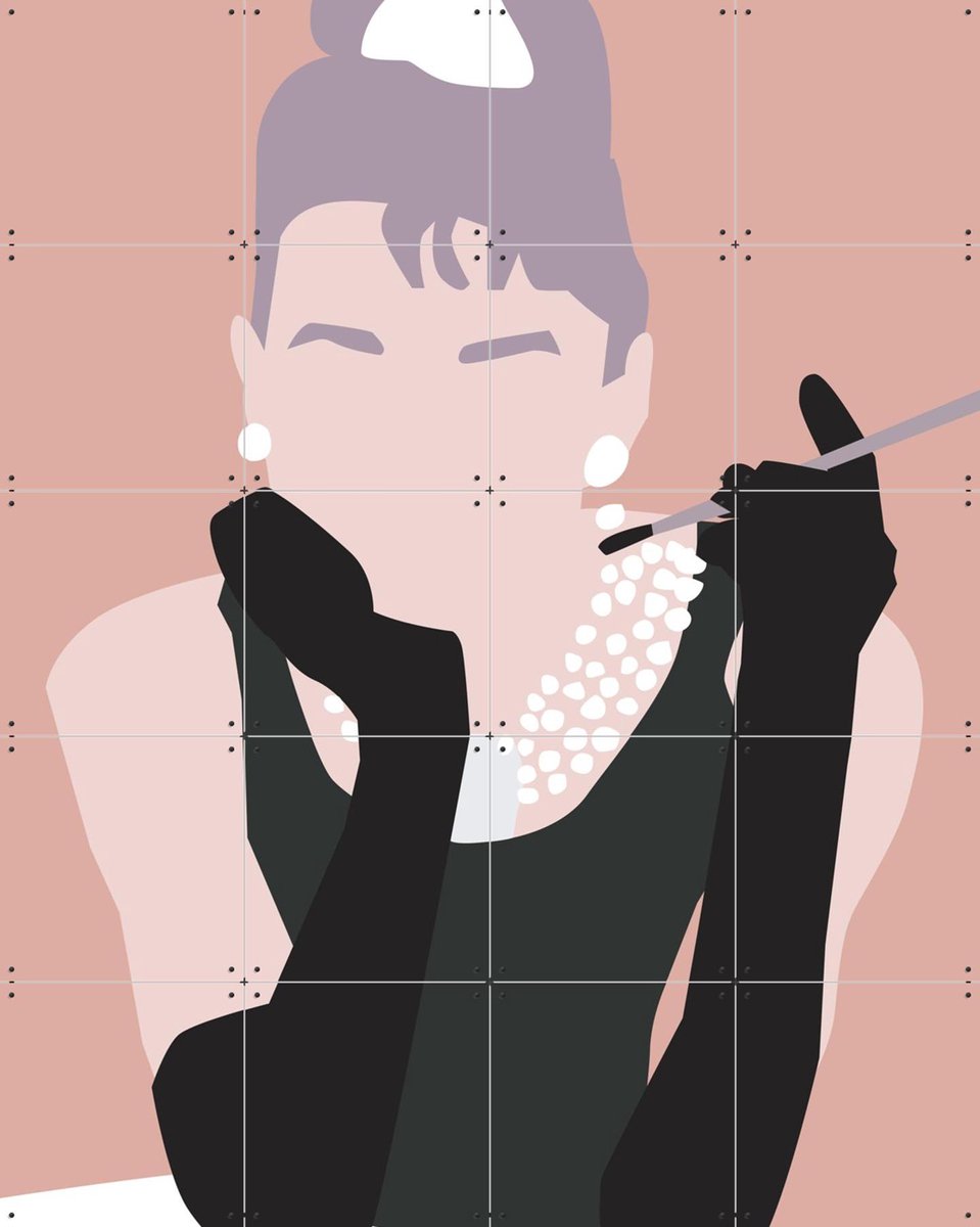IXXI Audrey, Helena Ravenne - 80 x 100 cm - Gratis ophangtool - Grote wanddecoratie en posters - Illustraties, Minimalisme, Pop art, Grafisch Ontwerp