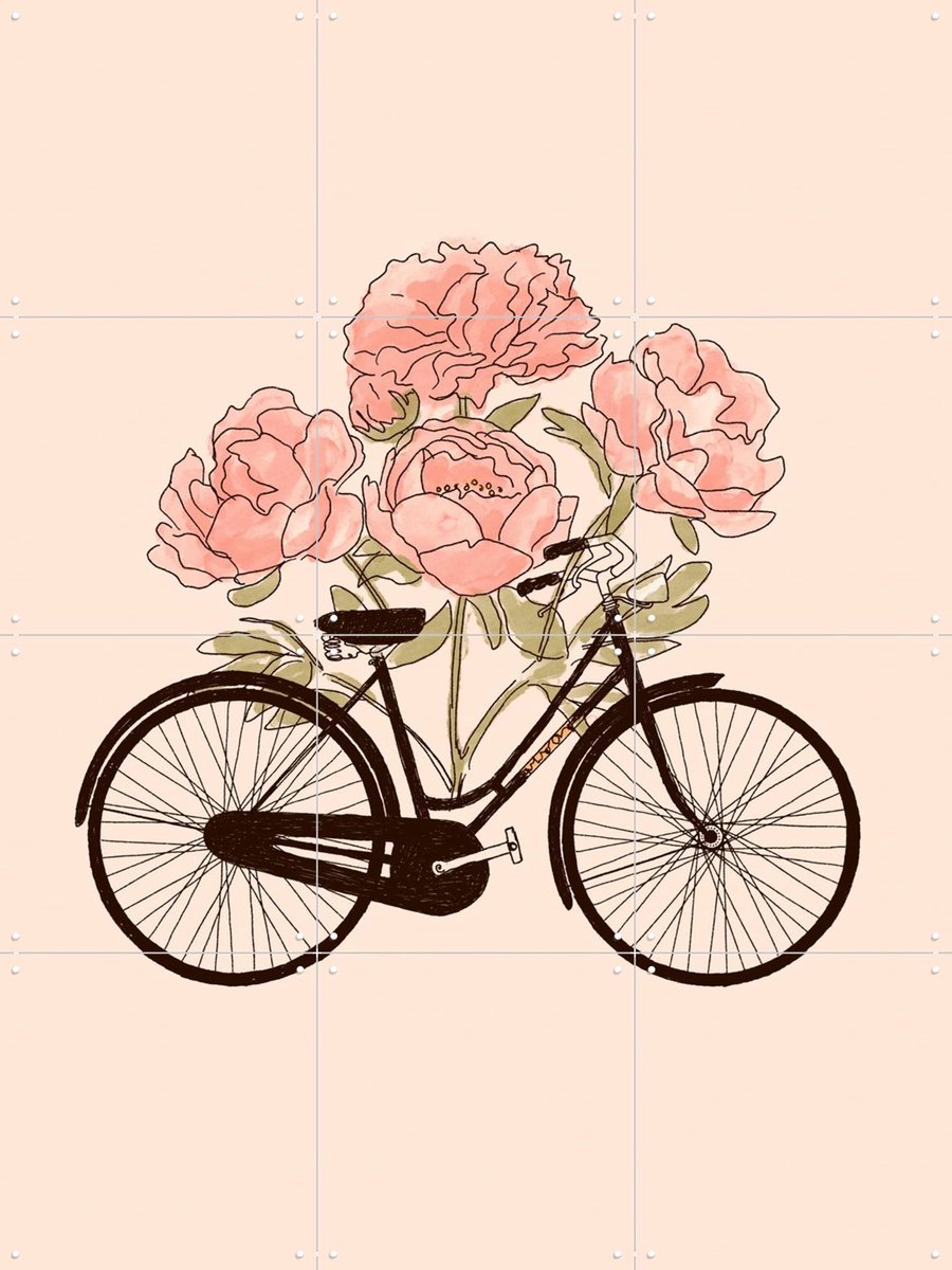 IXXI Bicycle Cities Paris, Florent Bodart - 60 x 80 cm - Gratis ophangtool - Grote wanddecoratie en posters - Line art, Illustraties, Speels, Vintage
