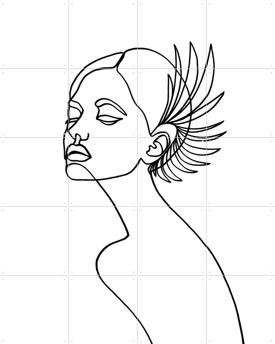 IXXI Mabel, Julia Hariri - 80 x 100 cm - Gratis ophangtool - Grote wanddecoratie en posters - Minimalisme, Illustraties, Line art, Slaapkamer