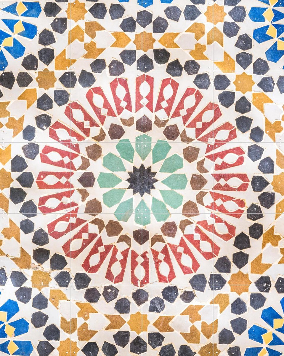 IXXI Colourful Tiles In Morocco, Photolovers - 80 x 100 cm - Gratis ophangtool - Grote wanddecoratie en posters - Ornamenteel Ontwerp, Geometrische