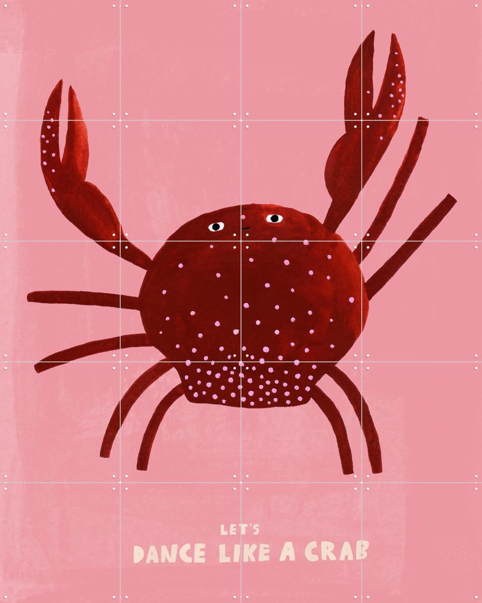 IXXI Dancing Crab, Aniek Bartels - 80 x 100 cm - Gratis ophangtool - Grote wanddecoratie en posters - Fantasierijk, Illustraties, Cartoonesk, Speels