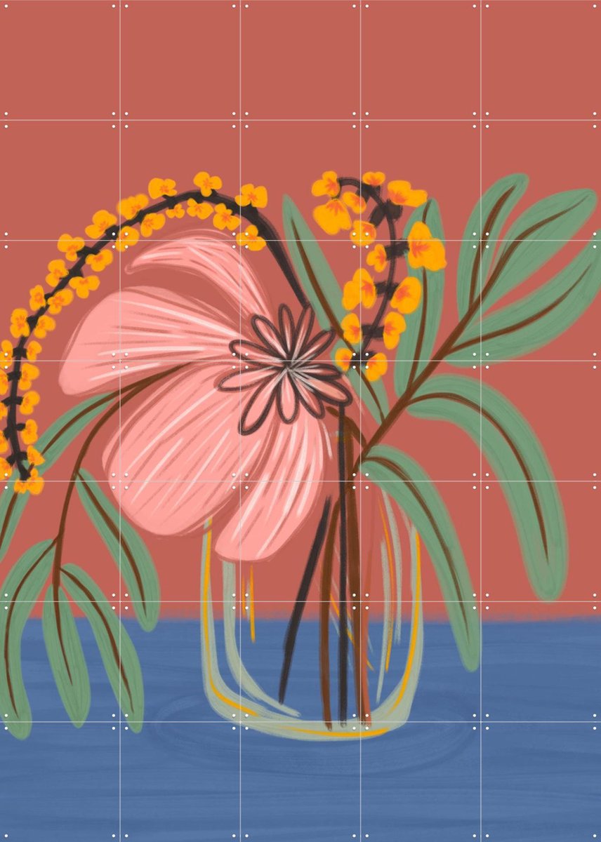 IXXI Earthen Blossom, Nikita Jariwala & Various - 100 x 140 cm - Gratis ophangtool - Grote wanddecoratie en posters - Grafisch Ontwerp, Kleurrijk