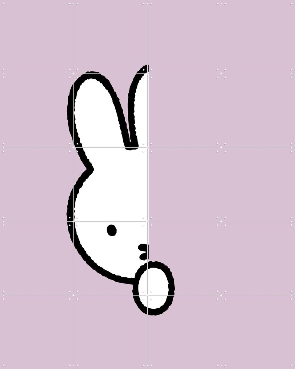 IXXI Nijntje Verstoppertje Lila, Nijntje - 80 x 100 cm - Gratis ophangtool - Grote wanddecoratie en posters - Line art, Speels, Cartoonesk, Grafisch
