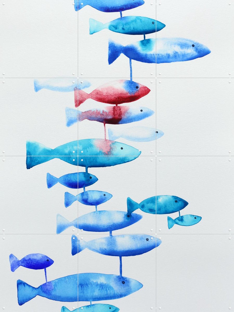 IXXI Connected, Natalie Bruns - 60 x 80 cm - Gratis ophangtool - Grote wanddecoratie en posters - Abstract, Illustraties, Aquarel, Speels, Woonkamer