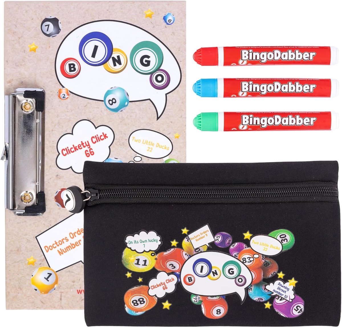 Complete Bingospel Set met Dabbers, Bord en Handige Opbergtas