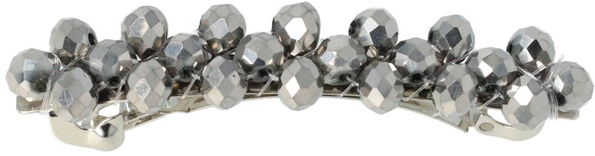 Haarsoires Haarspeld Patentspeld 6cm – Recht - Facetkralen – Grijs - Haarspelden voor Dames - Haarklem - Haarclip - Haaraccessoires - Hair Clip - Decoratieve Haaraccessoire