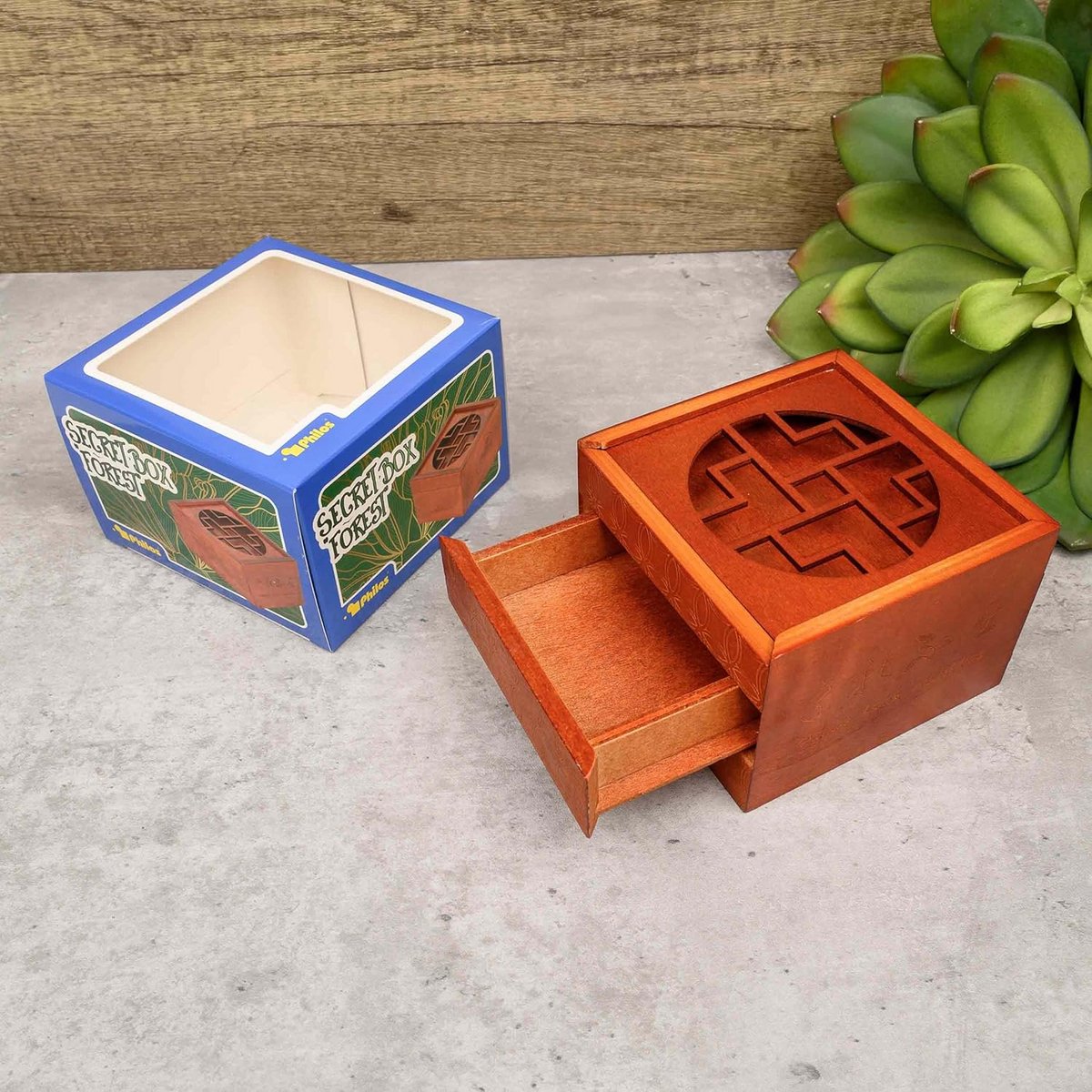 Houten Puzzeldoos met Geheimvak als Geschenkverpakking 11x11x7.5 cm — cadeau in Spellen & Speelgoed - foto 2