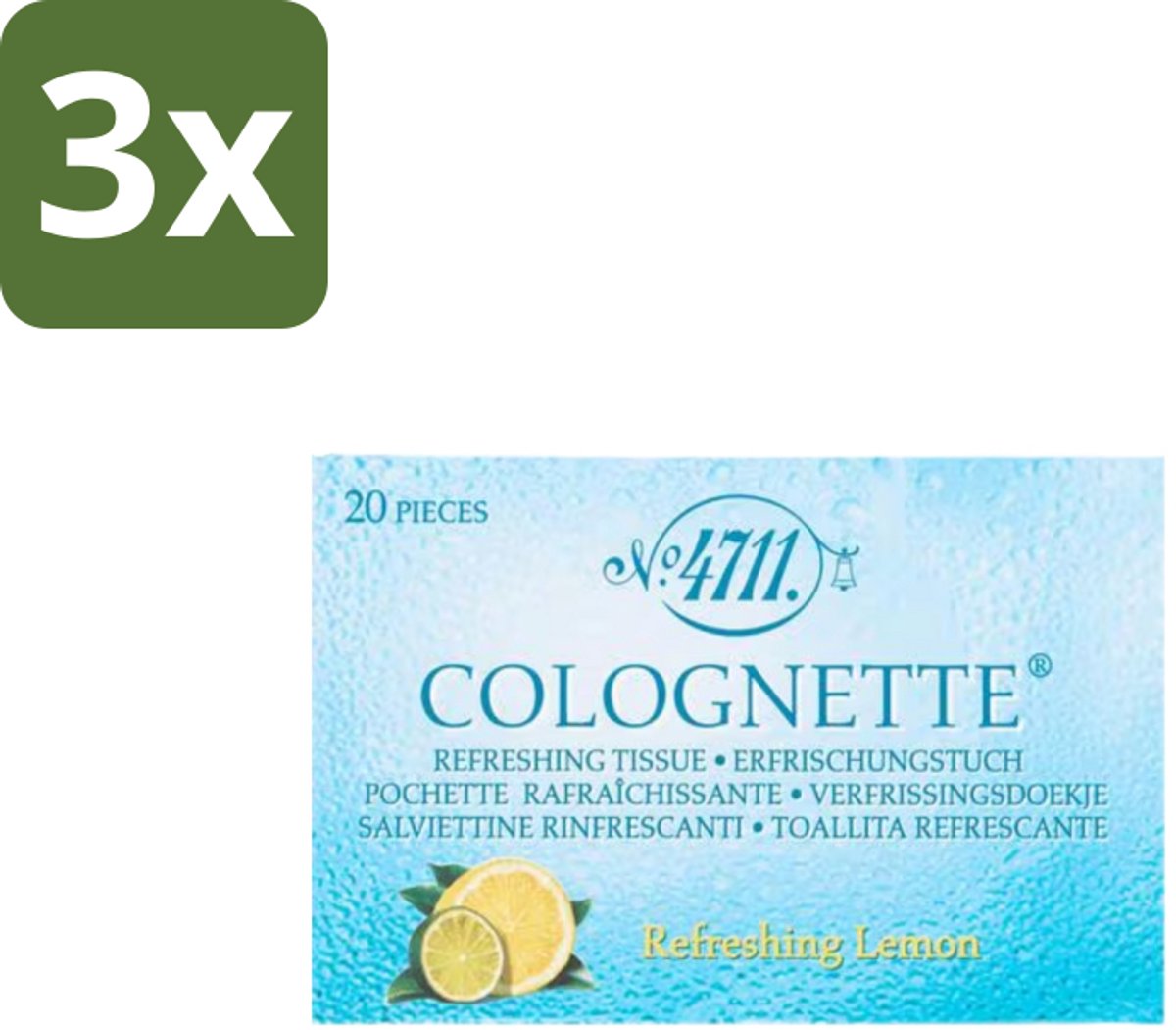 4711 – Colognette Tissues – Citrus – 20 Doekjes - Bulkverpakking - 3 stuks