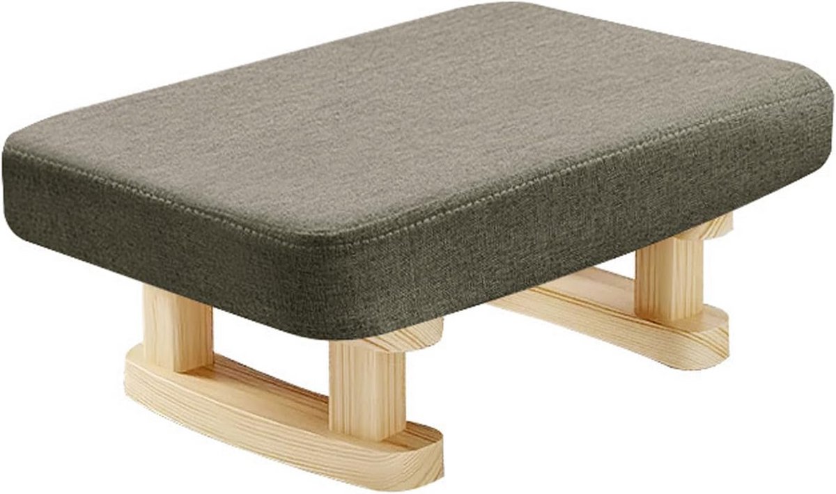 Houten Voetenbank of Stapelkruk met Antislip en Gevoerd Zitvlak voor Woonkamer/Slaapkamer
