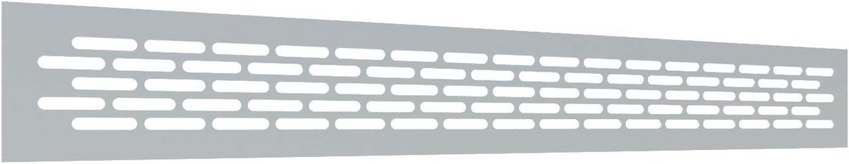 Rechthoekig Ventilatie Rooster voor Meubels en Werkblad - Aluminium Luchtrooster - 60 x 484 mm - Chroom