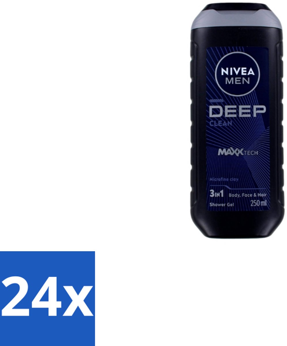 NIVEA Men Douchegel Deep Clean 250 ml - Voordeelverpakking - 24 stuks