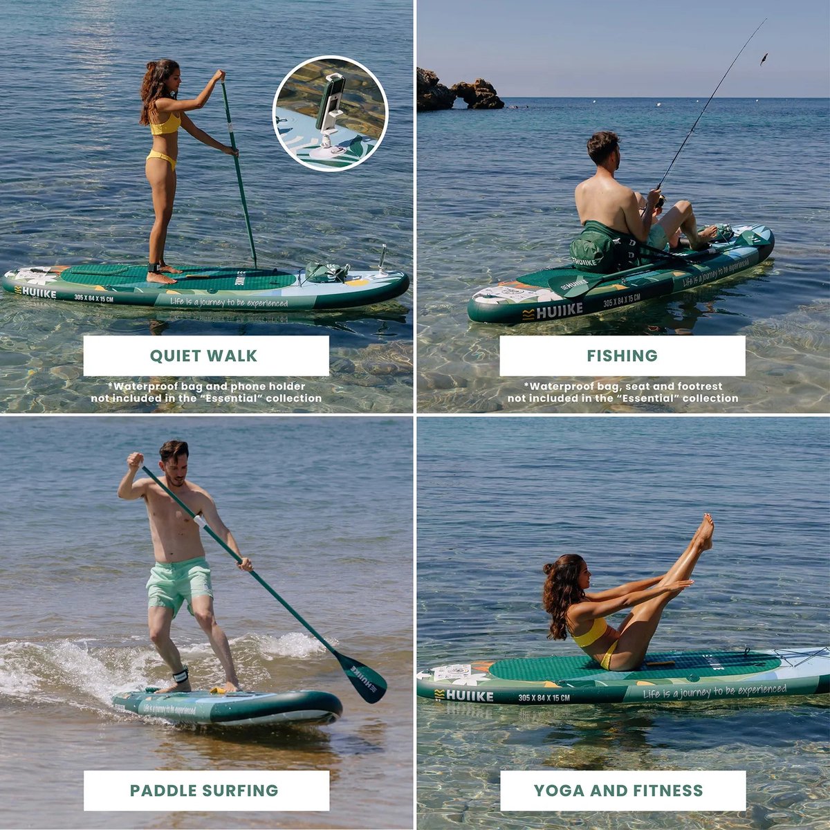 HUIIKE SUP Board - Opblaasbaar Paddle Board met Accessoires, Peddel, Vinnen, Pomp - Stand Up Paddle met Hoge Stabiliteit - 305 x 84 x 15 cm - Max. 130 kg – foto 5