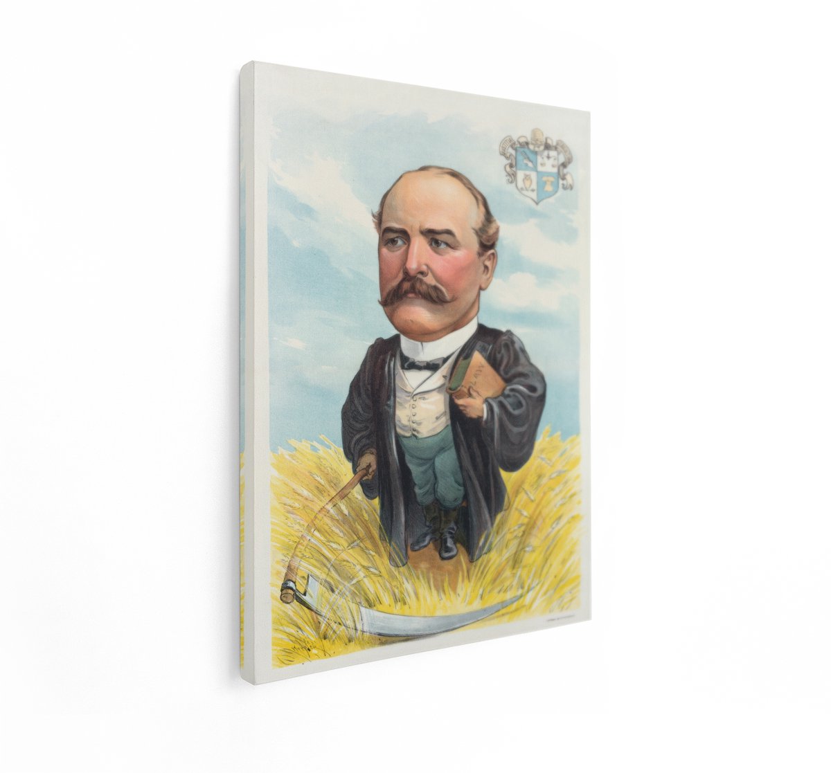 Artaza Canvas Schilderij Vintage Portret Man - 30x40 cm - Wanddecoratie Karikatuur - Muurd