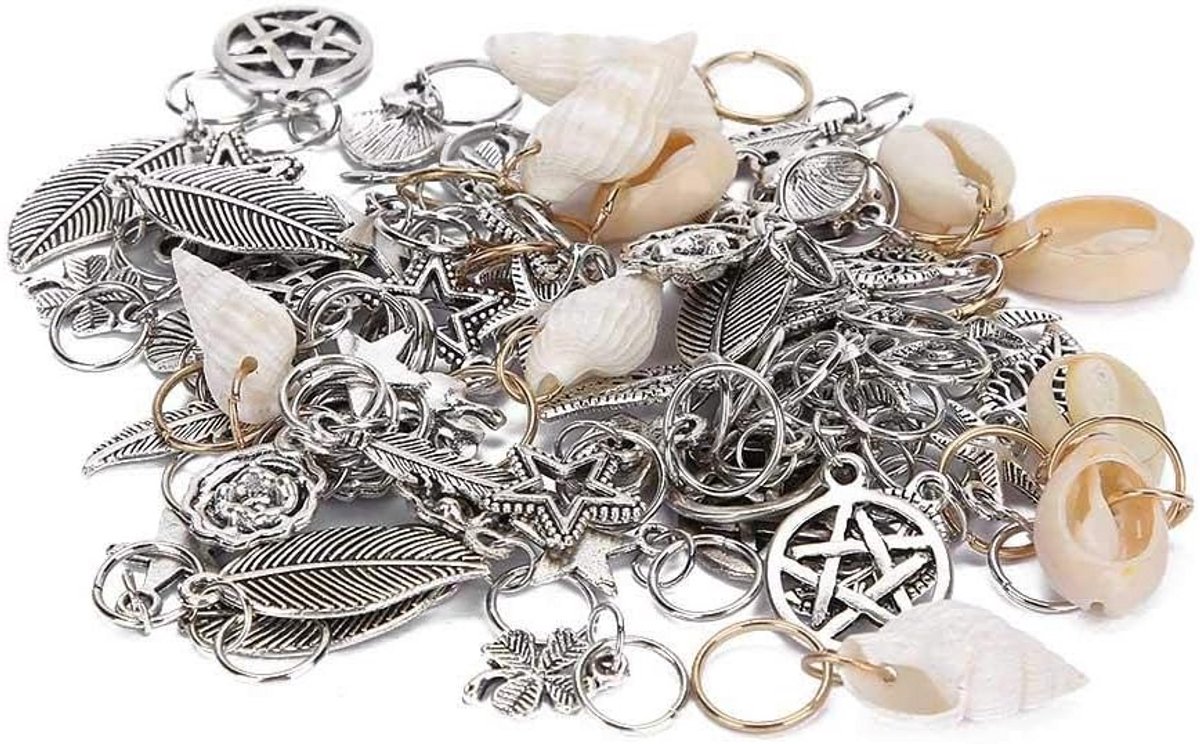 70 Delige Set Haarvlechtringen en Dreadlocks Accessoires in Diverse Metalen Vormen