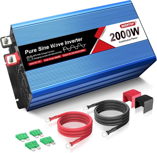 Zuivere Sinus Omvormer 2000W/4000W DC 12V naar AC 230V met USB en LCD Display