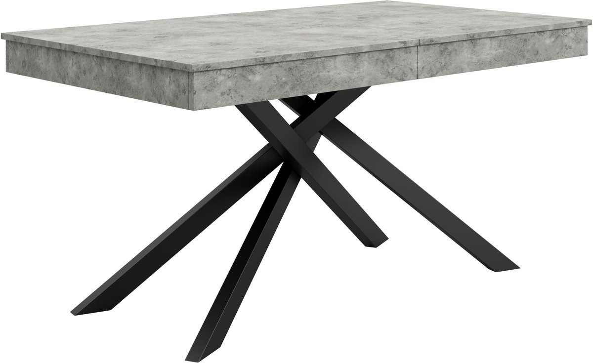Merax Uitschuifbare Eettafel 140 Tot 180 Cm Grijs 80 Cm Breed Rechthoekige Eetkamertafel Met Extra Dik Tafelblad En Metalen Kruispoten Voor 6 Tot 8 Mensen