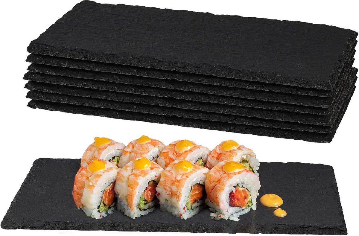 8x Rechthoekige Leisteen Serveerplanken voor Kaas, Hapjes en Sushi