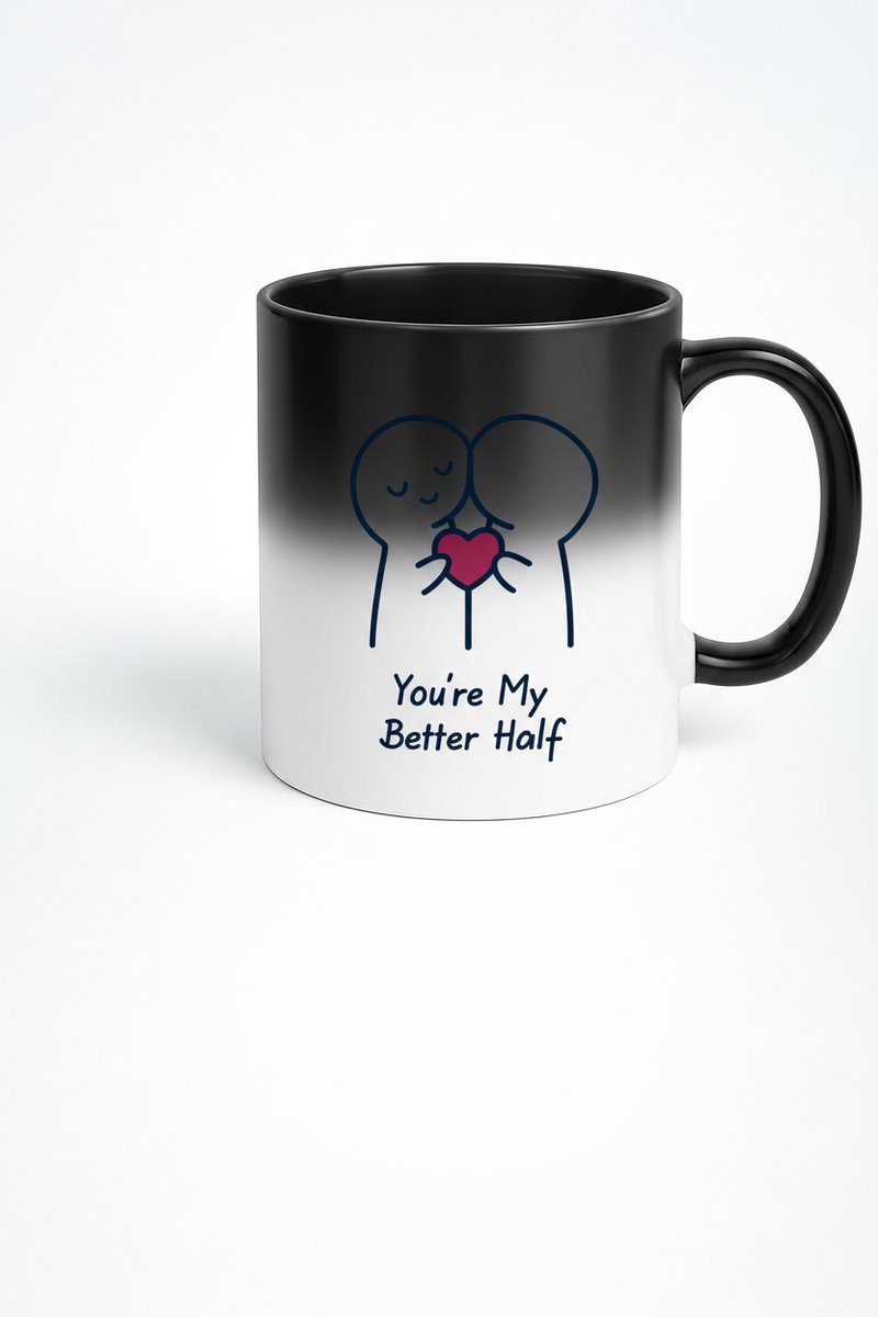 Magische Mok 'You're My Better Half' - Kleurveranderende Kofiemok met Liefdesboodschap