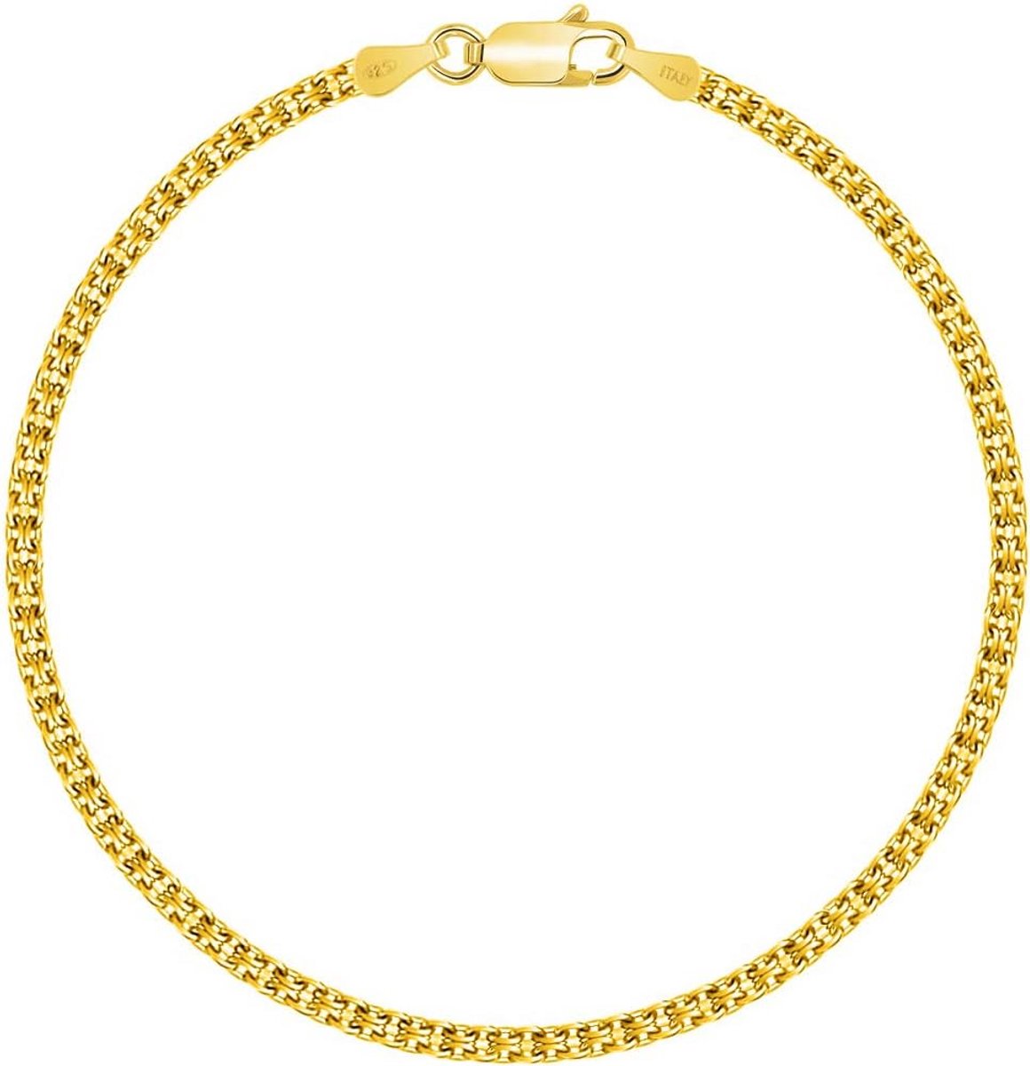 Bismarck Schakelketting Armband 18K Geelgoud Verguld 925 Sterling Zilver 2,5 mm Breedte