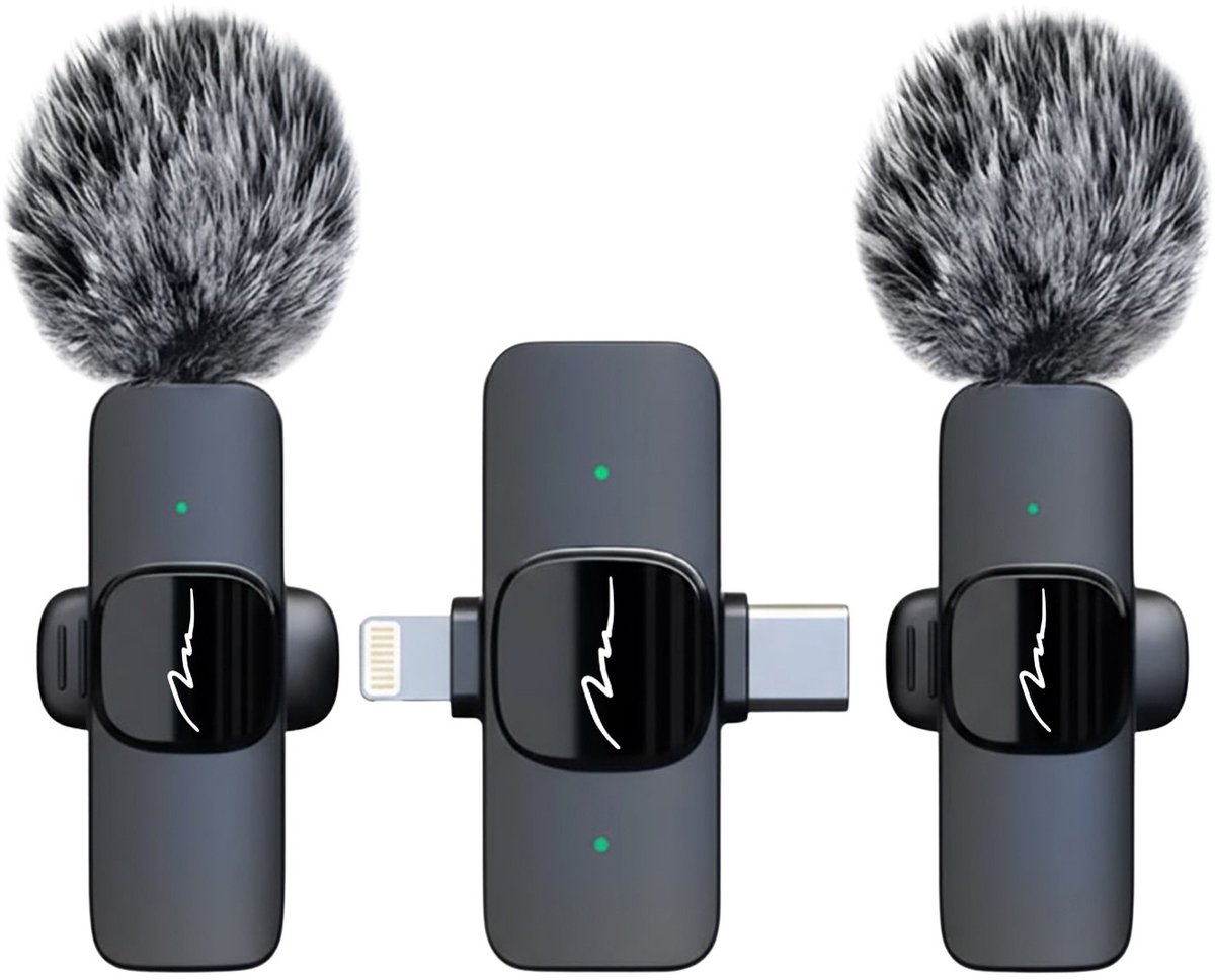 Mediatech MICRO-MIC DUO - 2x draadloze microfoon met clip (set), iOS & Android (OTG), mini, supergevoelig