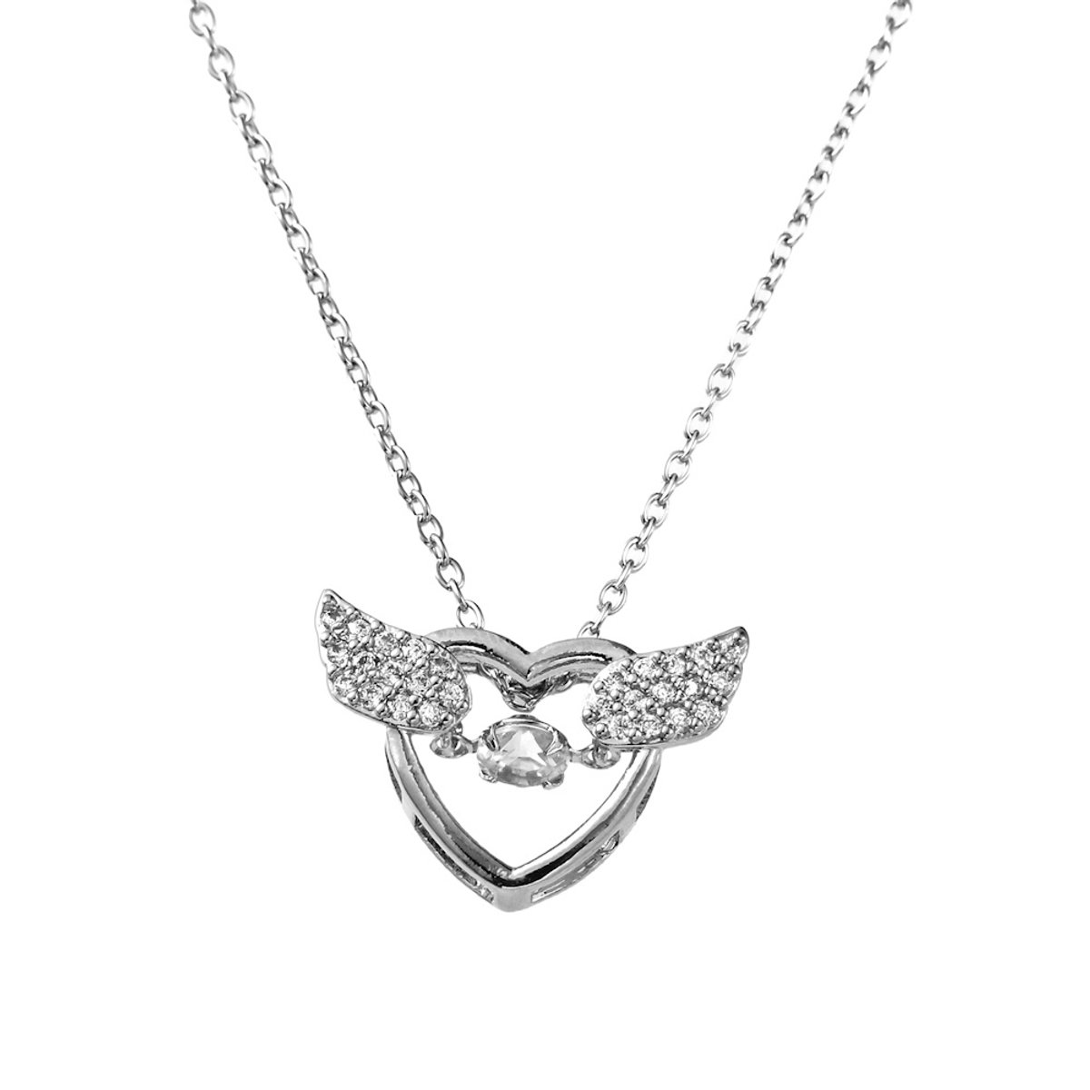 Decopatent - Halsketting Ketting Dames Hart met Vleugels - Schakelketting Verstelbaar van 40 tot 45 Cm - Nikkelvrij - Kettingen met bedel hanger vrouw - Elegant Cadeau - Zilverkleurig