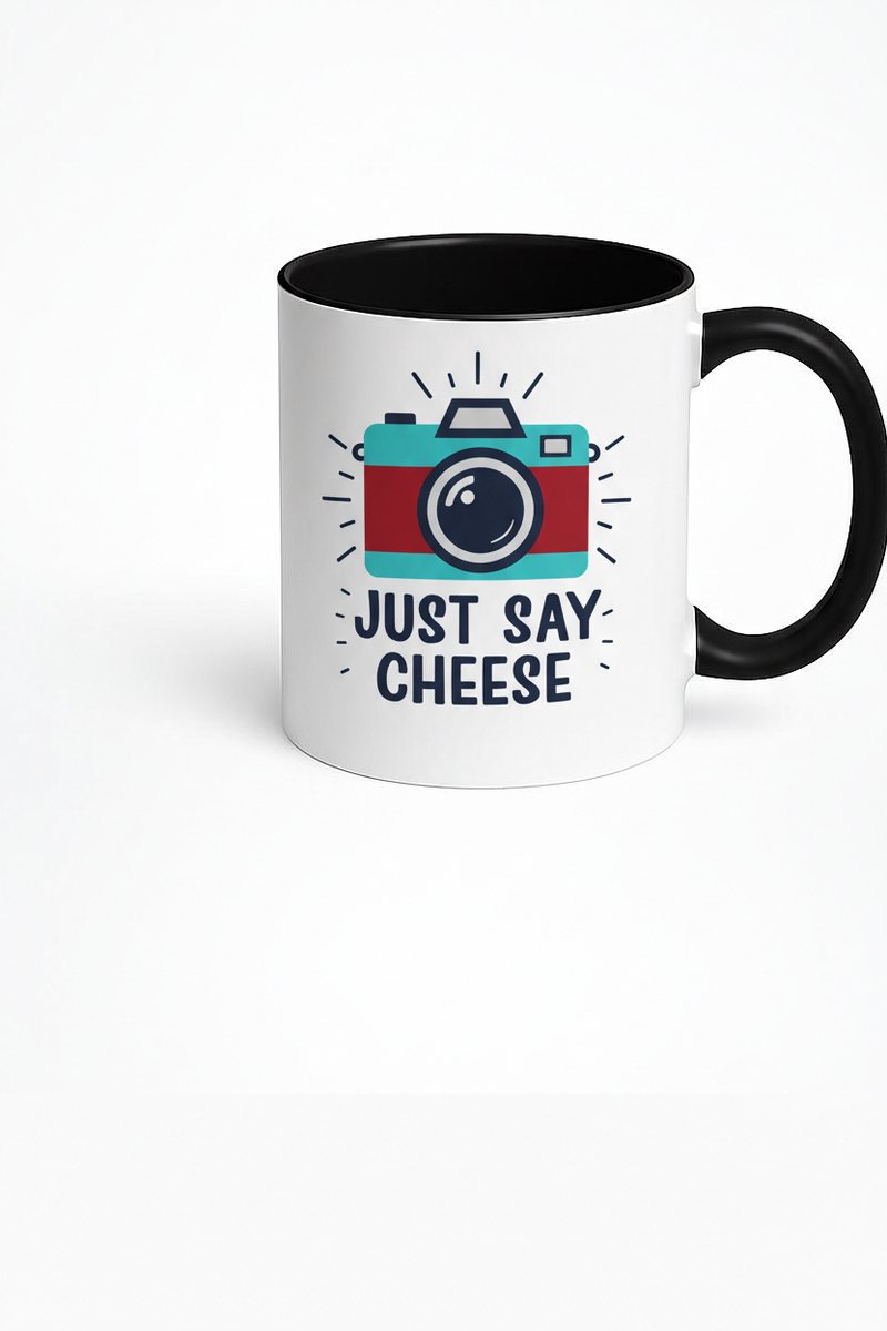 Just Say Cheese" Fotografie Mok - Koffiemok met Camera Design