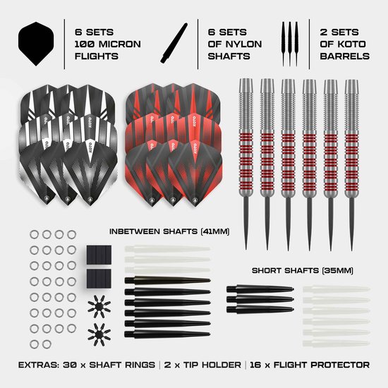 2 Sets KOTO Straight Silver Red Brass Darts + 90 Pieces Accessories - Dartpijlen van Merkloos — afbeelding 4