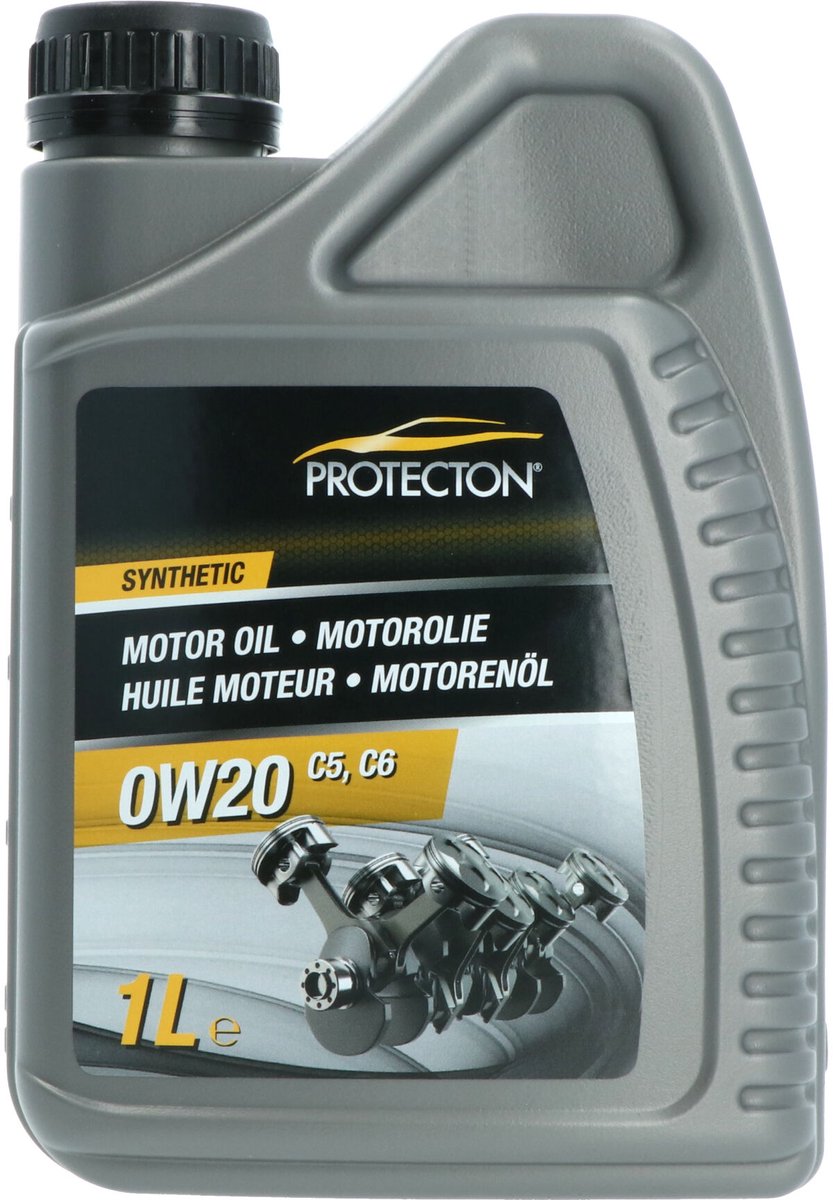 Protecton Motorolie Synthetisch - Mid-SAPS - Brandstof besparend - 0W-20 C5 - Anti-slijtage- en anticorrosie-eigenschappen - 1 Liter