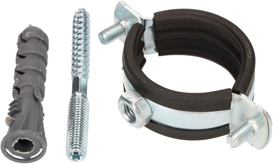 KOTARBAU® 10 Stuks Pijpbeugelset, Trillingsdempende Buisklem, 6/4", Gegalvaniseerd Staal, Pijpbeugel met Rubberen, Installatiebeugel, met Plug, Buisbeugel, Zwart Zilwer van kotarbau — afbeelding 5