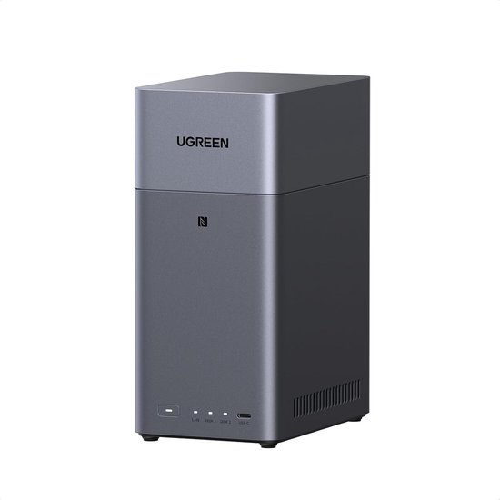 Ugreen NASync DH2300 2-Bay Desktop NAS, 60TB uitbreidbaar, NFC, AI fotoalbum, 4K streaming, 1GbE, 4GB RAM, zonder schijven