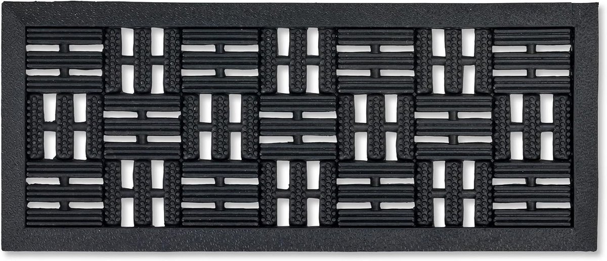 Buitendeurmat rubber 25x60 cm - Antislip en weerbestendig - Deurmat buiten - Hoogte: 6mm
