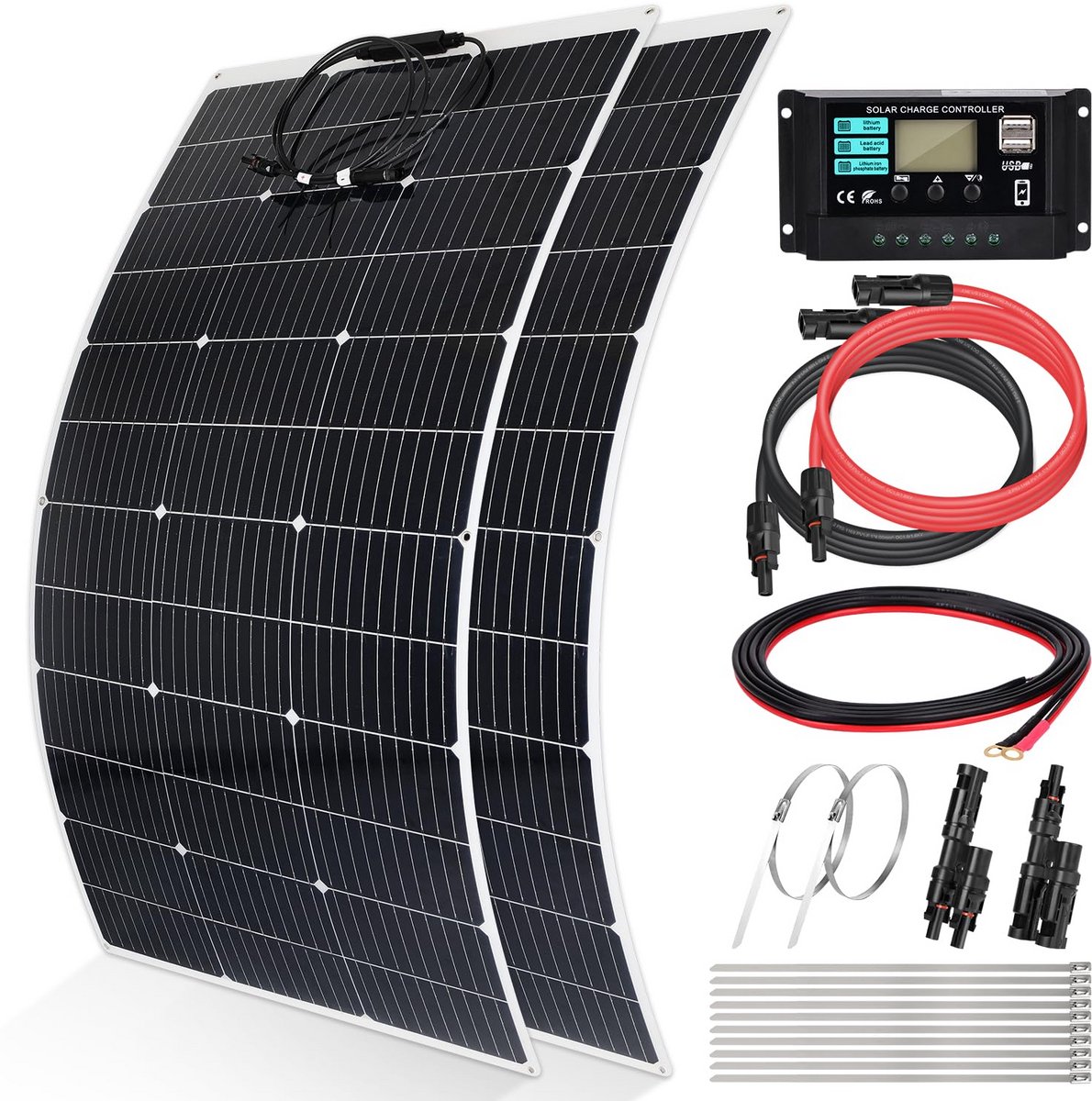 240W 12V Flexibel Zonnepaneel Set met Laadregelaar en Accessoires